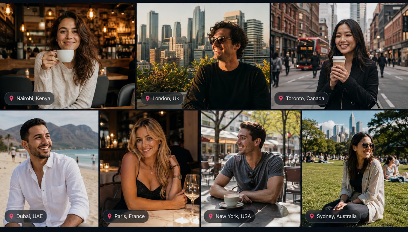 Members pictured in everyday places in Nairobi, London, Toronto, Dubai, Paris, New York and Sydney